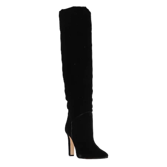 Alberta Ferretti Velvet Black Tall Boots - Picture 2 of 16